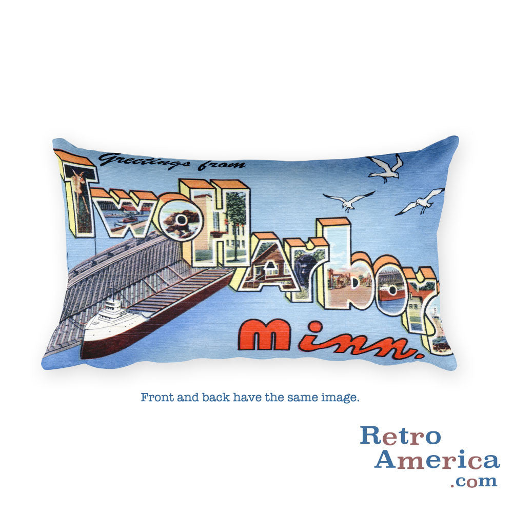Greetings from Two Harbors Minnesota Throw Pillow