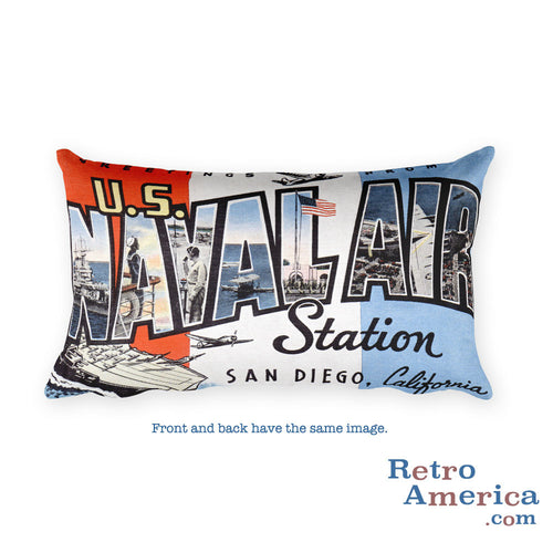 Greetings from Us Naval Air Station San Diego California Throw Pillow
