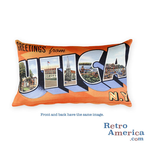Greetings from Utica New York Throw Pillow 1