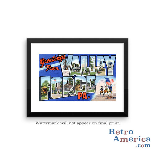 Greetings from Valley Forge Pennsylvania PA Postcard Framed Wall Art
