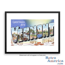 Greetings from Vermont VT 2 Postcard Framed Wall Art