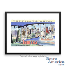 Greetings from Vincennes Indiana IN Postcard Framed Wall Art