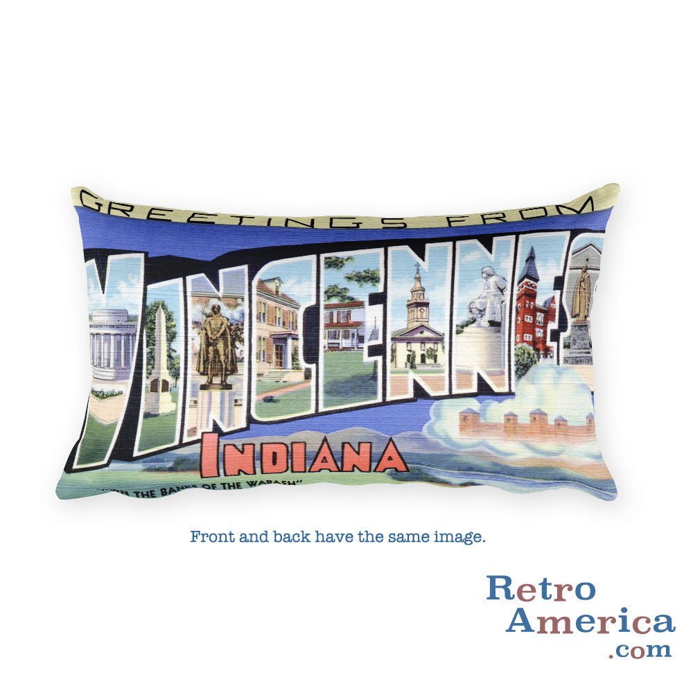 Greetings from Vincennes Indiana Throw Pillow