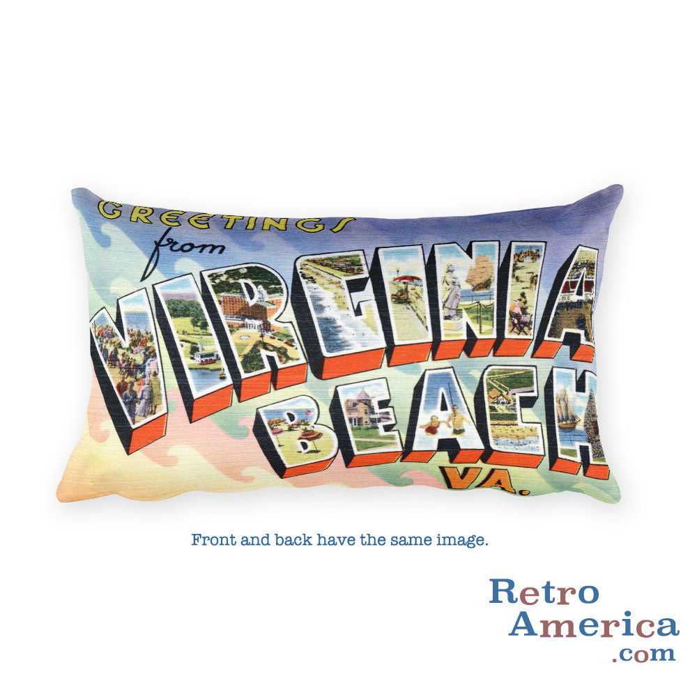 Greetings from Virginia Beach Virginia Throw Pillow 1
