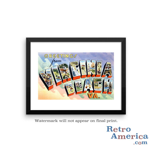 Greetings from Virginia Beach Virginia VA 1 Postcard Framed Wall Art