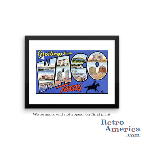 Greetings from Waco Texas TX Postcard Framed Wall Art