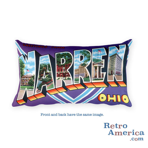 Greetings from Warren Ohio Throw Pillow