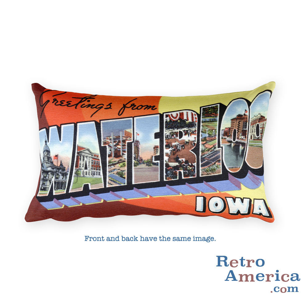 Greetings from Waterloo Iowa Throw Pillow