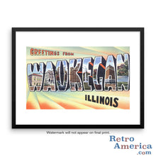 Greetings from Waukegan Illinois IL Postcard Framed Wall Art