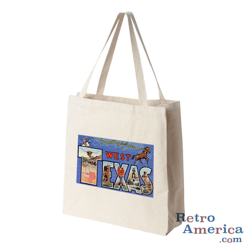 Greetings from West Texas TX Postcard Tote Bag
