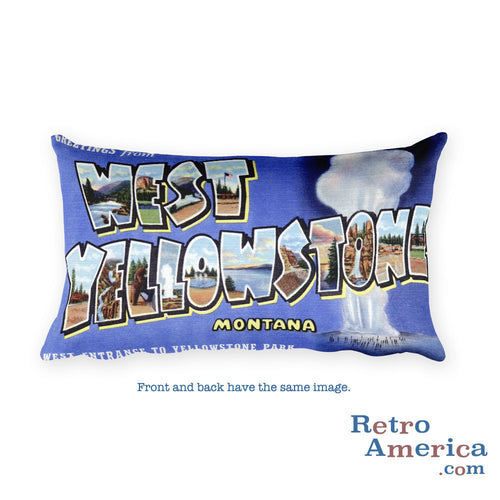 Greetings from West Yellowstone Montana Throw Pillow