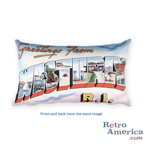 Greetings from Westerly Rhode Island Throw Pillow