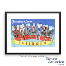 Greetings from Wheaton Illinois IL Postcard Framed Wall Art