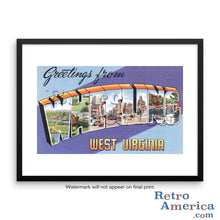 Greetings from Wheeling West Virginia VA Postcard Framed Wall Art