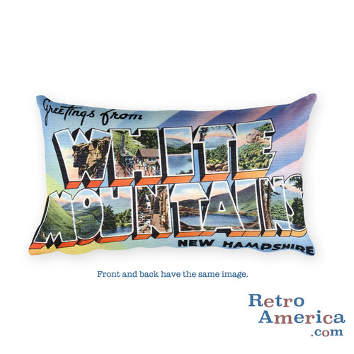 Greetings from White Mountains New Hampshire Throw Pillow