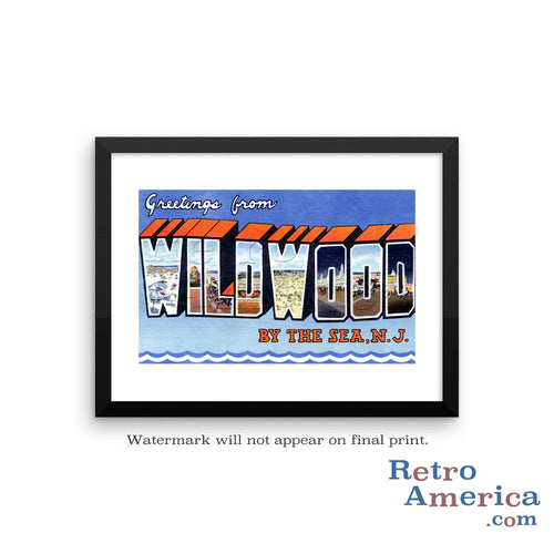Greetings from Wildwood By The Sea New Jersey NJ 1 Postcard Framed Wall Art