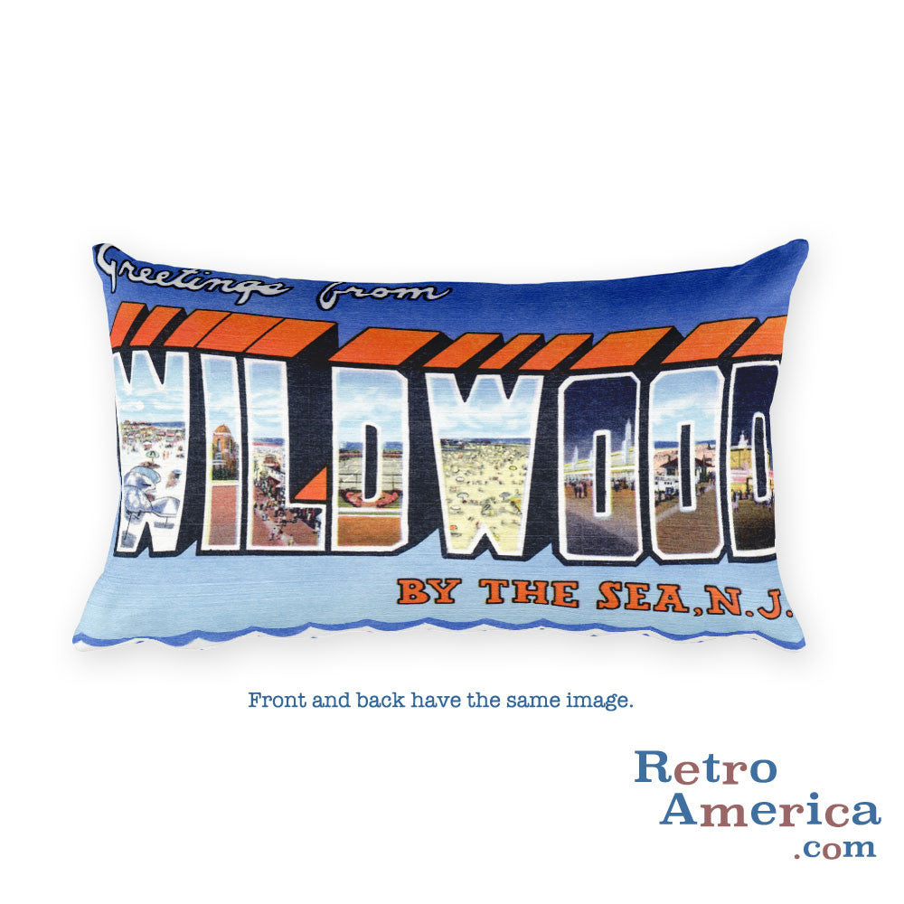 Greetings from Wildwood By The Sea New Jersey Throw Pillow 1