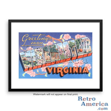 Greetings from Winchester Virginia VA Postcard Framed Wall Art