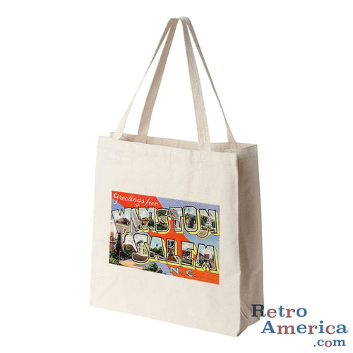 Greetings from Winston Salem North Carolina NC Postcard Tote Bag