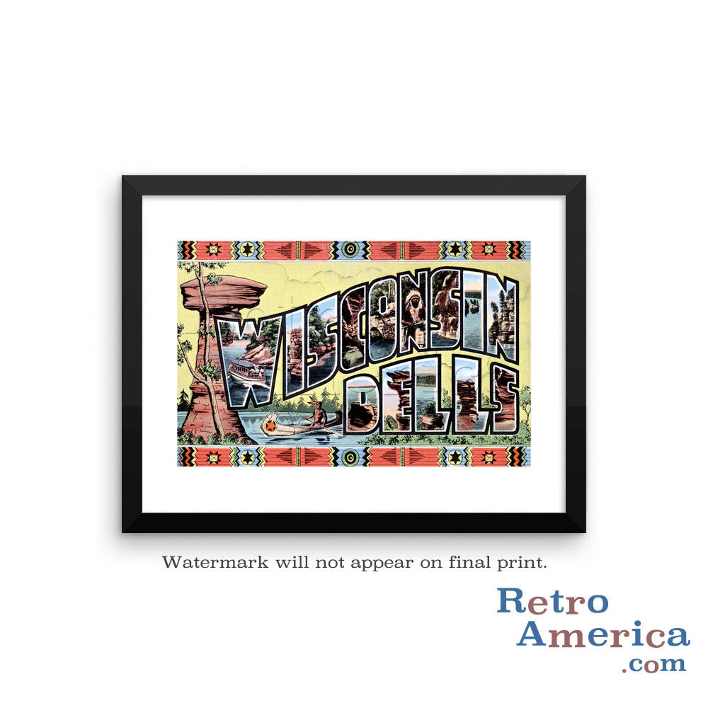 Greetings from Wisconsin Dells Wisconsin WI 2 Postcard Framed Wall Art