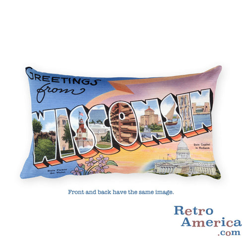 Greetings from Wisconsin Throw Pillow 1