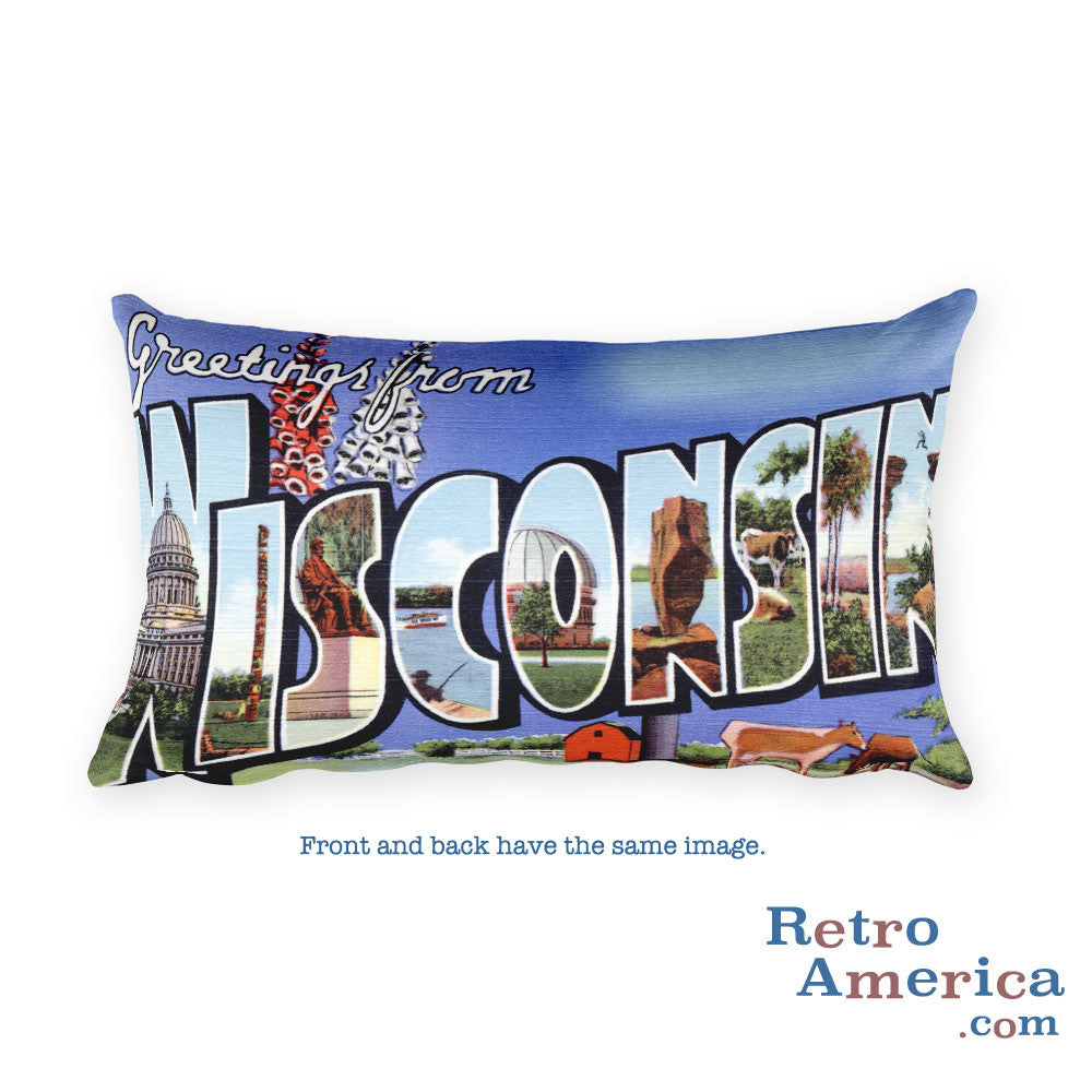 Greetings from Wisconsin Throw Pillow 4