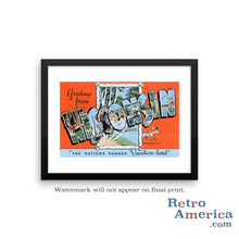 Greetings from Wisconsin WI 2 Postcard Framed Wall Art
