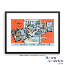 Greetings from Wisconsin WI 2 Postcard Framed Wall Art