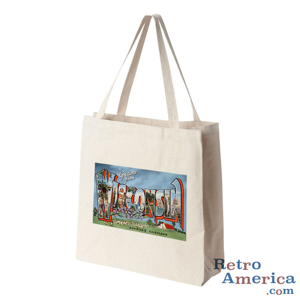 Greetings from Wisconsin WI 3 Postcard Tote Bag