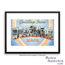 Greetings from Worcester Massachusetts MA Postcard Framed Wall Art