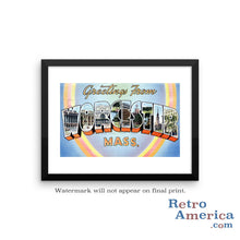 Greetings from Worcester Massachusetts MA Postcard Framed Wall Art