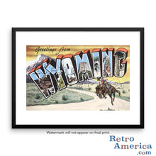 Greetings from Wyoming WY 2 Postcard Framed Wall Art