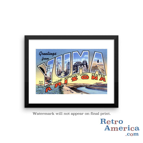 Greetings from Yuma Arizona AZ Postcard Framed Wall Art