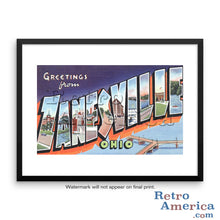 Greetings from Zanesville Ohio OH Postcard Framed Wall Art