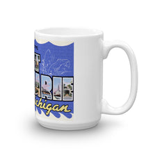 Greetings from Sault Ste Marie Michigan Unique Coffee Mug, Coffee Cup