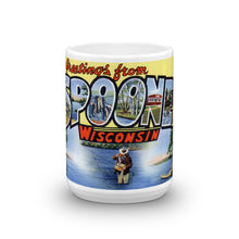 Greetings from Spooner Wisconsin Unique Coffee Mug, Coffee Cup