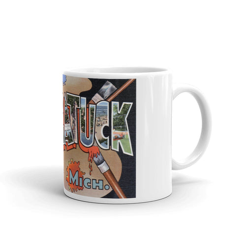 Greetings from Saugatuck Michigan Unique Coffee Mug, Coffee Cup