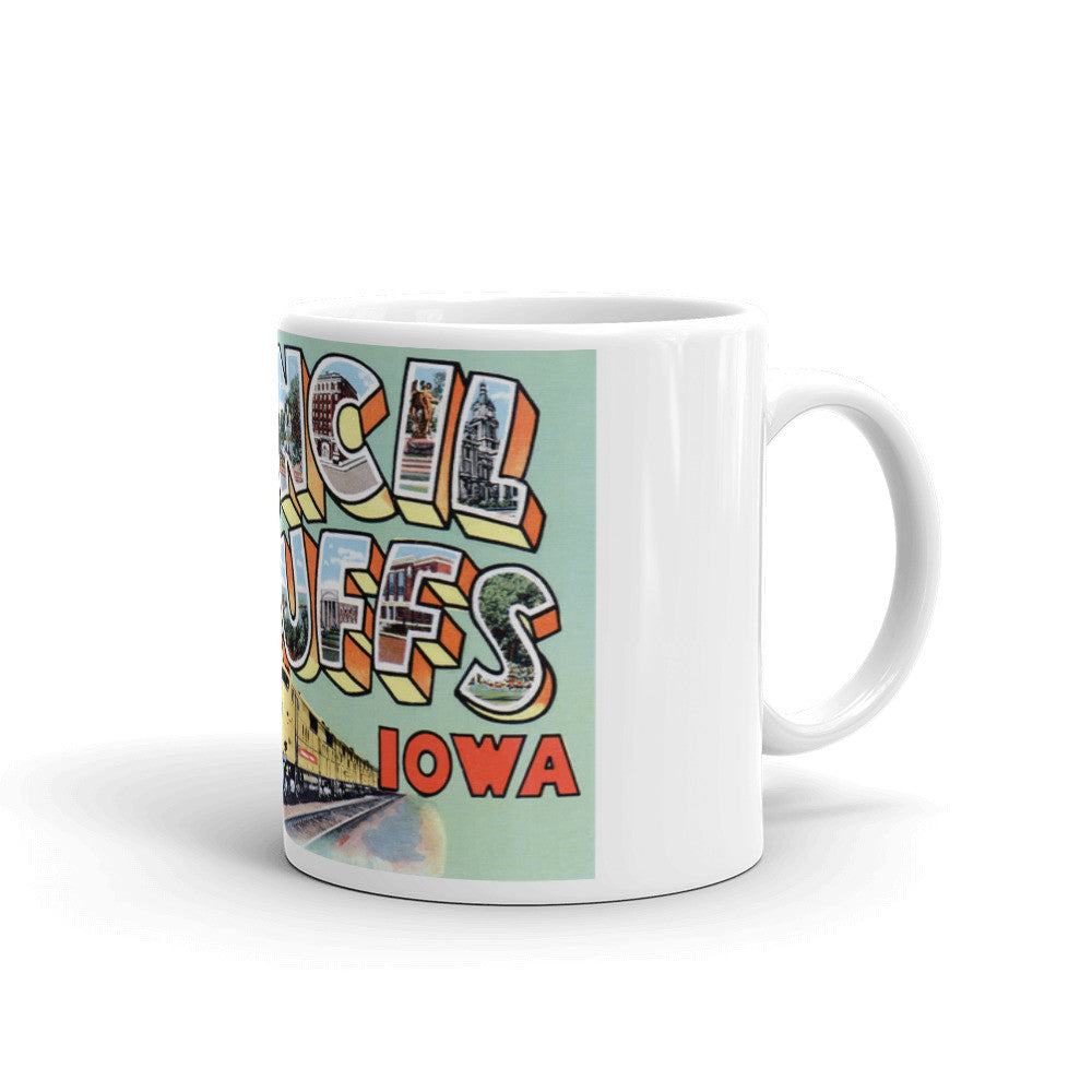 Greetings from Council Bluffs Iowa Unique Coffee Mug, Coffee Cup