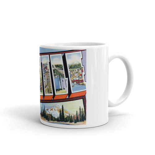Greetings from Seattle Washington Unique Coffee Mug, Coffee Cup 1