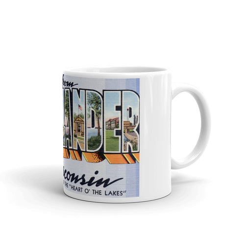 Greetings from Rhinelander Wisconsin Unique Coffee Mug, Coffee Cup