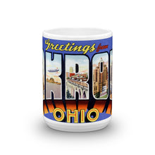 Greetings from Akron Ohio Unique Coffee Mug, Coffee Cup
