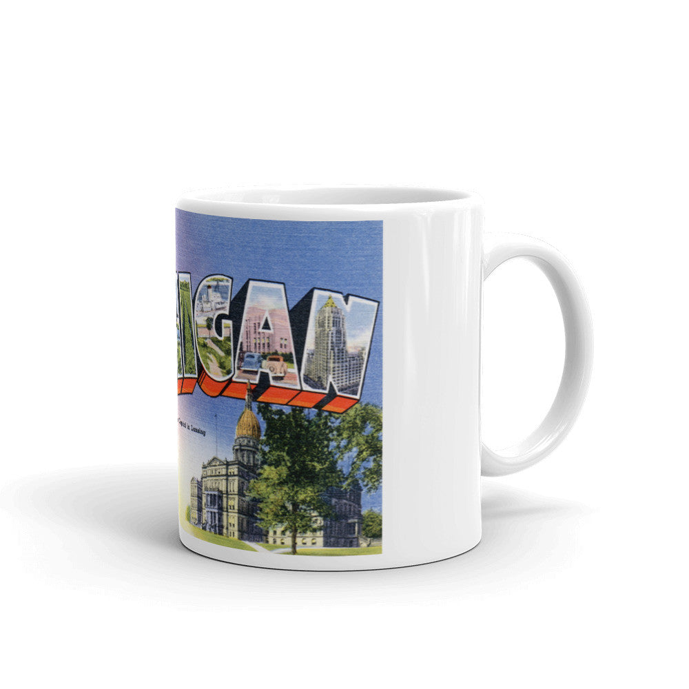 Greetings from Michigan Unique Coffee Mug, Coffee Cup 1