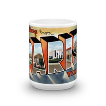 Greetings from Paris Texas Unique Coffee Mug, Coffee Cup