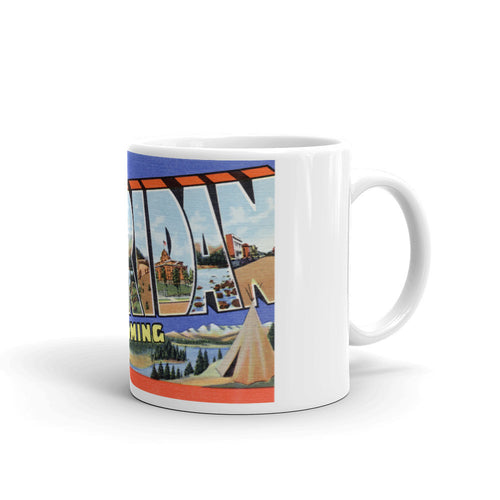 Greetings from Sheridan Wyoming Unique Coffee Mug, Coffee Cup