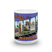 Greetings from Detroit Michigan Unique Coffee Mug, Coffee Cup 1